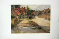 Original Old Antique Print Colour View Groombridge 1904 Street Houses 20th