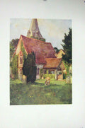 Original Old Antique Print Colour View Stow-On-The-WGreen England Victorian