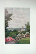 Original Old Antique Print Colour View Canterbury Cathedral Martin'S Tower 20th