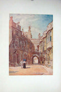 Original Old Antique Print Colour Norman Gate Round Tower London England