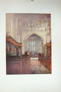 Original Old Antique Print Colour Interior Astley Church Windows England