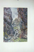 Original Old Antique Print Colour Gordale Scra Yorkshire England Aire Stream