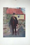 Original Old Antique Print Colour Portrait Yorkshire Postman England
