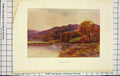 Original Old Antique Print Colour View Streatley Hills Trees Lake Mountains