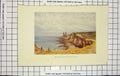Original Old Antique Print Colour View Recluver Sea Tower Countryside