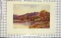 Original Old Antique Print Haslehust Colour View Streatley Hills River Trees