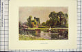 Original Old Antique Print Haslehust Colour View Cookham Church River