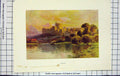 Original Old Antique Print Haslehust Colour View Windsor Castle London River