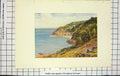 Original Old Antique Print Colour Sea Beach Houses Yacht Country