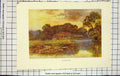 Original Old Antique Print Haslehust Colour View Pangbourne Lake House
