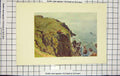 Original Old Antique Print Colour View Caerthilian Cove Cliffs Sea