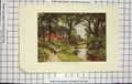 Original Old Antique Print Colour View Bourne Chobham River Tree Country
