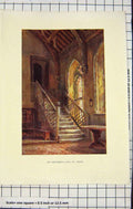 Original Old Antique Print Colour Brethren'S Hall St. Cross Architecture 20th