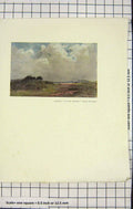 Original Old Antique Print Colour View Defoes Black Desert Bagshot