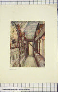 Original Old Antique Print Colour Scene Raising Portcullis Castle