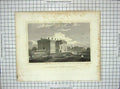 Old Antique Print President America House Washington Architecture Brown