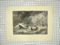 Original Old Antique Print Scene Ship Wreck Life-Boat Tantallon