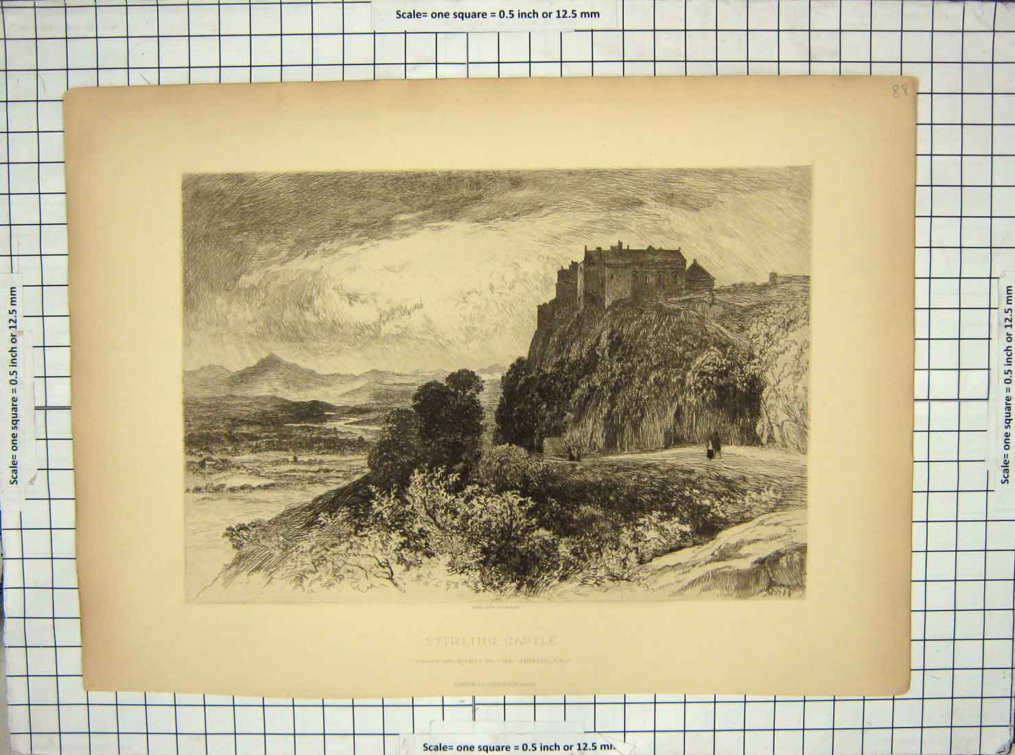Original Old Antique Print Stirling Castle Scotland Art Journal