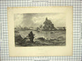 Original Old Antique Print Sea Caesarea Birds Cliffs Armytage Fenn