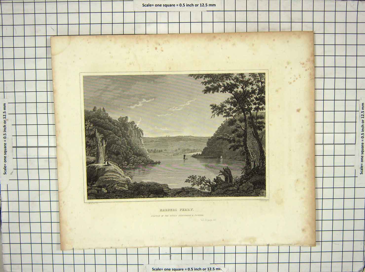 Original Old Antique Print Harper'S Ferry River Shenandoah Potomac