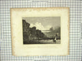 Original Old Antique Print Palisade Rocks Hudson River New York America Oakley