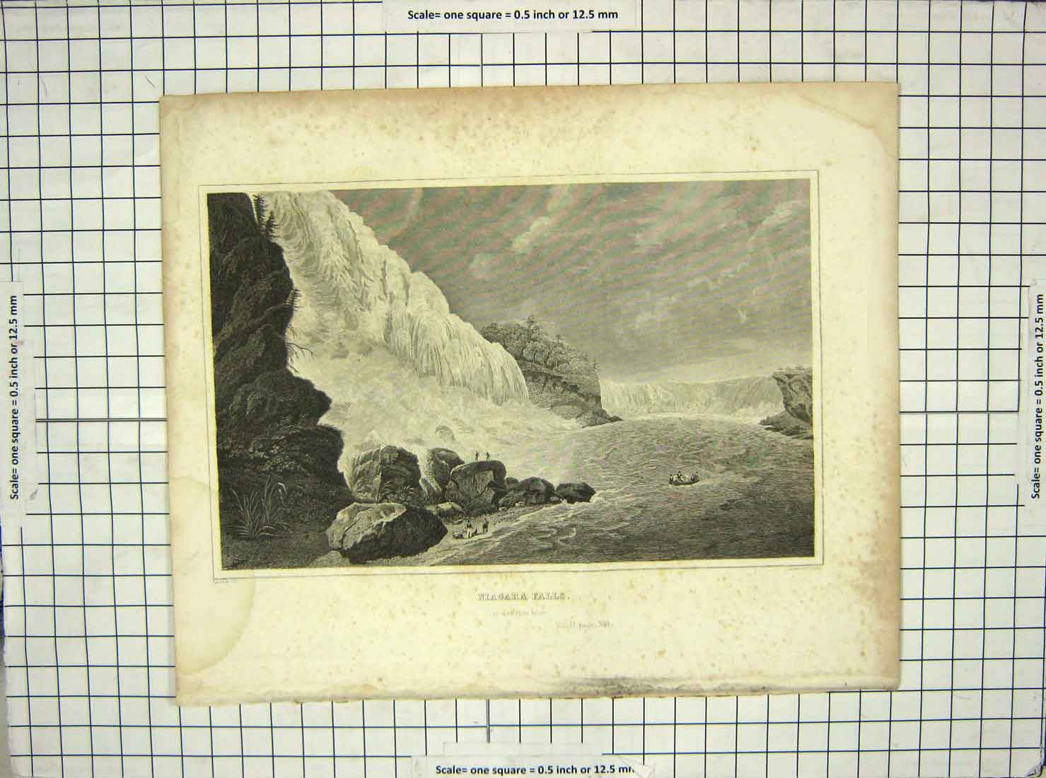 Original Old Antique Print View Niagara Falls River Canada Archer
