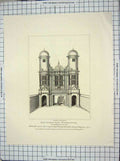 Original Old Antique Print 1808 King Street Westminster Architecture 19th