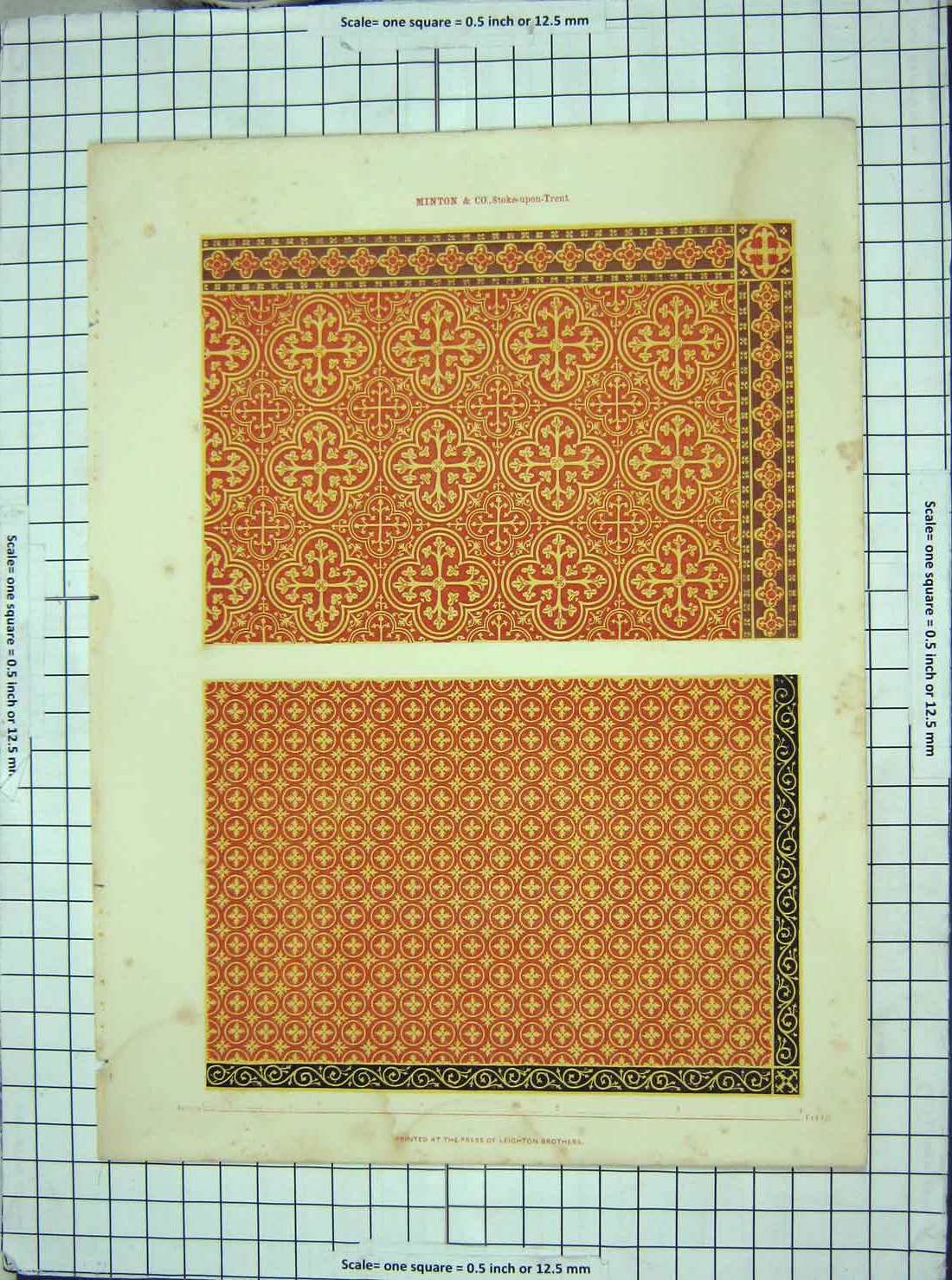 Original Old Antique Print Ref.910 Pattern Shapes Minton Leighton Brothers