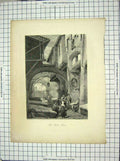 Original Old Antique Print Scene Ghetto Rome Italy Hunt Haghe