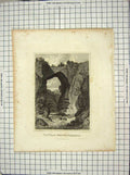 Original Old Antique Print View Natural Bridge Virginia Woodcock