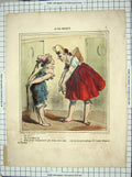 Original Old Antique Print Costumes Dresses French People Comedy