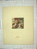 Original Old Antique Print Scene Queen Ladies Househ15Th Century
