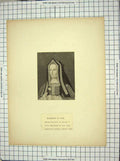 Original Old Antique Print Portrait Queen Consort Elizabeth York Henry