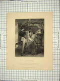 Original Old Antique Print Scene Salvator Artist Engraving Joubert Victorian