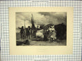 Original Old Antique Print Beach Scene Storm Ladies Boat Wind Outin
