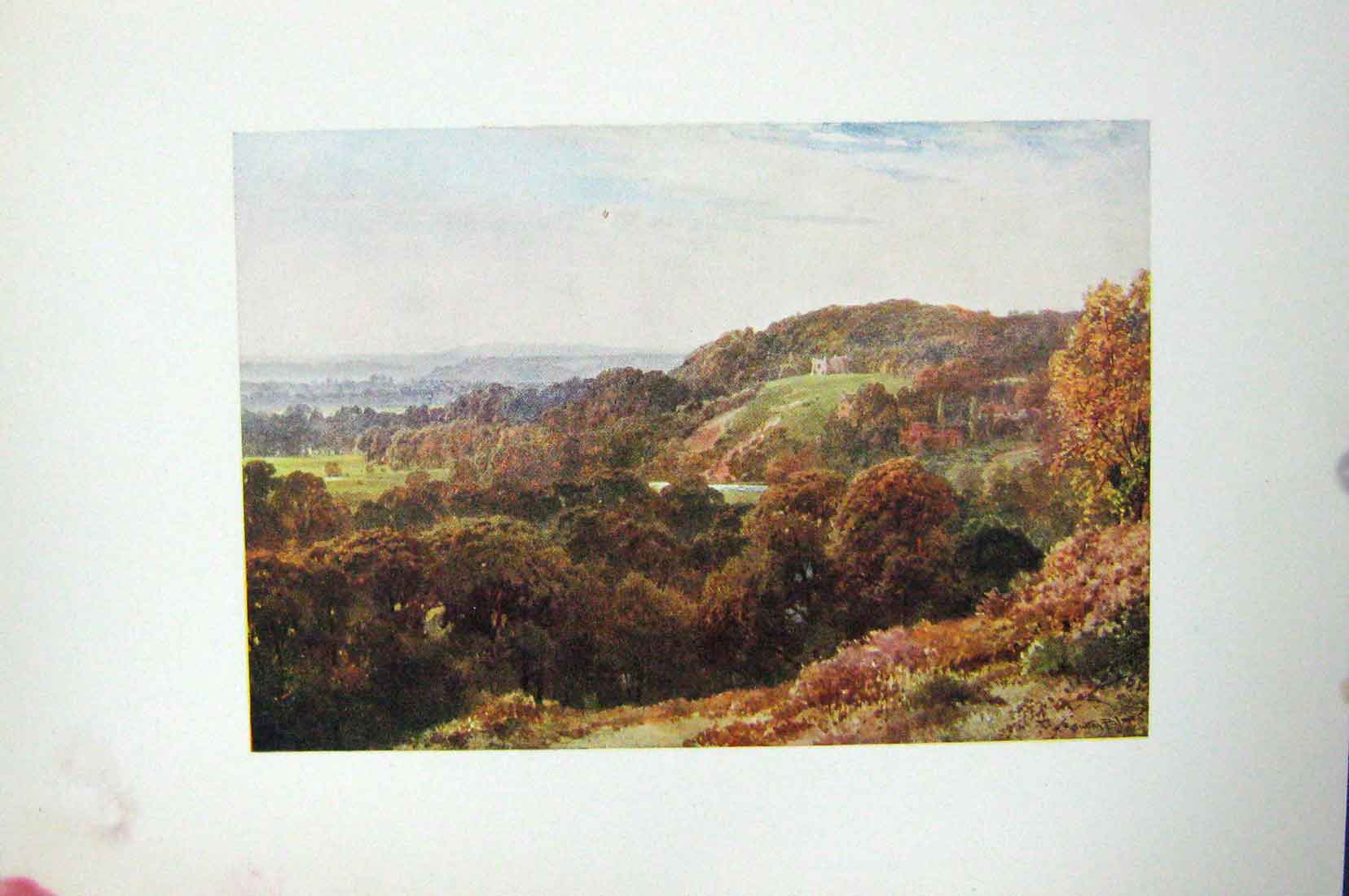 Original Old Vintage Print Colour C1920 St. Catherine'S Chapel Guildford 20th
