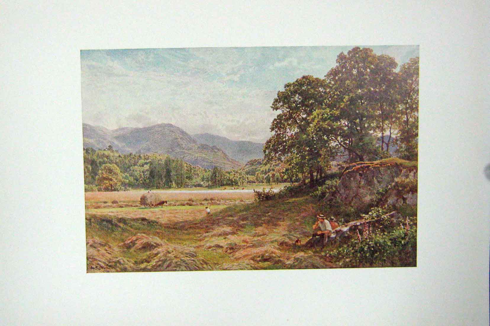 Original Old Vintage Print Colour C1920 Brathay Langdale Westmoreland 20th