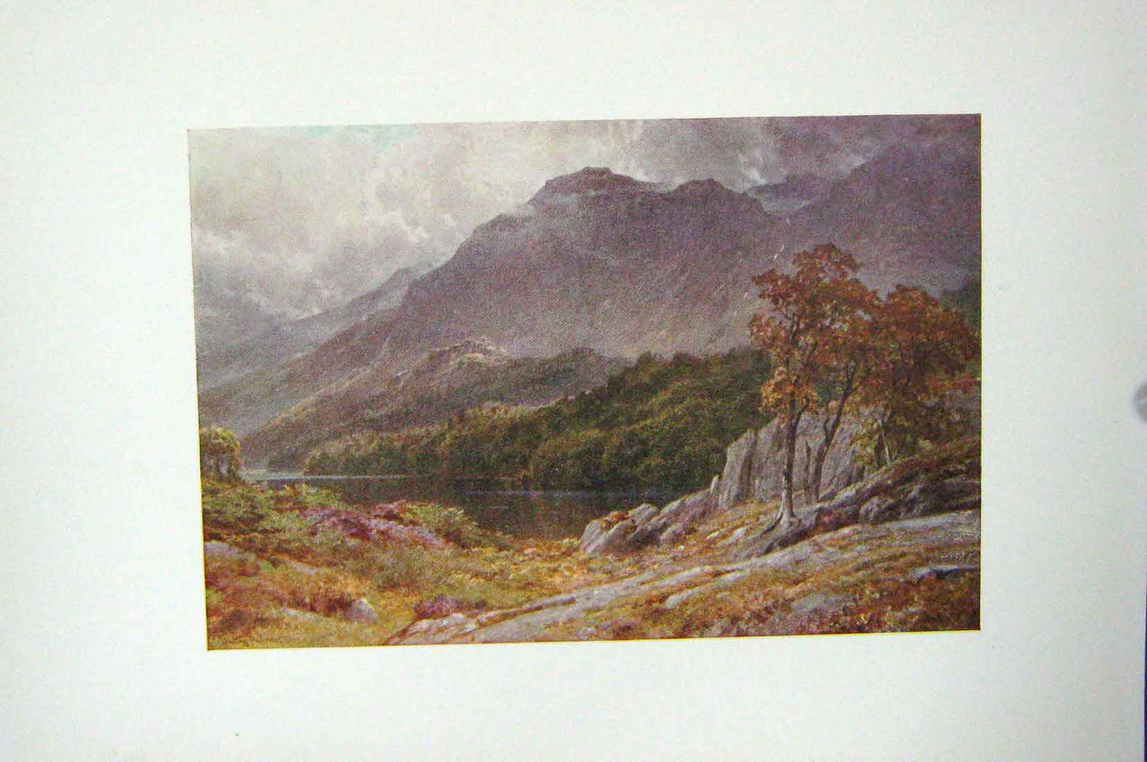 Original Old Vintage Print Colour C1920 Derwent Borrowdale Cumberland 20th