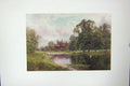 Original Old Vintage Print Colour C1920 River Thames Eton College London 20th