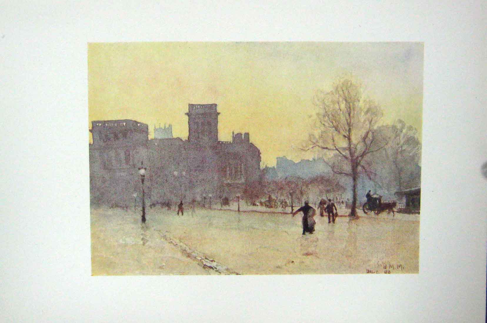 Original Old Vintage Print Colour C1920 Architecture India Office Buildings