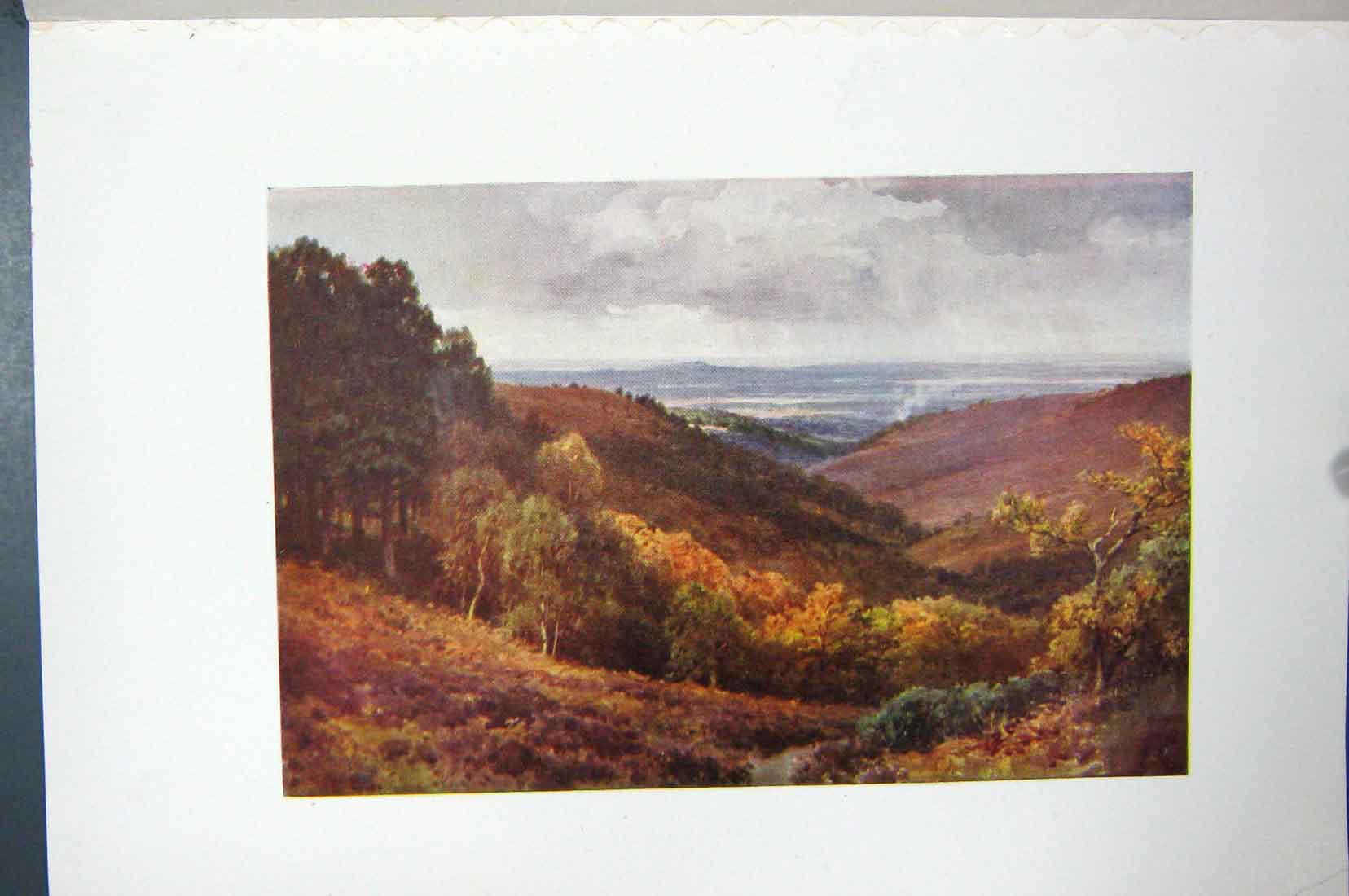 Original Old Vintage Print Colour C1920 Hindhead Punchbowl England 20th Century