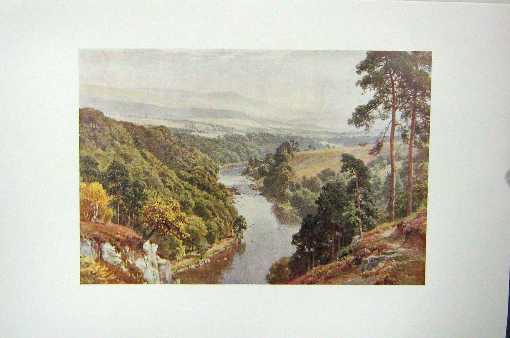 Original Old Vintage Print Colour C1920 Eden Lazonby Cumberland England 20th