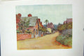 Original Old Vintage Print Colour C1920 Street View Sonning Houses England 20th