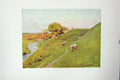 Original Old Vintage Print Colour C1920 View Walls Wareham England Houses 20th
