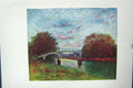 Original Old Vintage Print Colour C1920 View Hurley Backwater River Bridge 20th