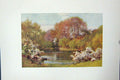 Original Old Vintage Print Colour C1920 View Sutton Courtney Berks England 20th
