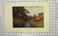 Original Old Antique Print Colour View Stream Near Shalford Trees 18th Century