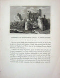 Old Antique Print Ruins Caerphily Sengenneth Castle Glamorganshire Wales