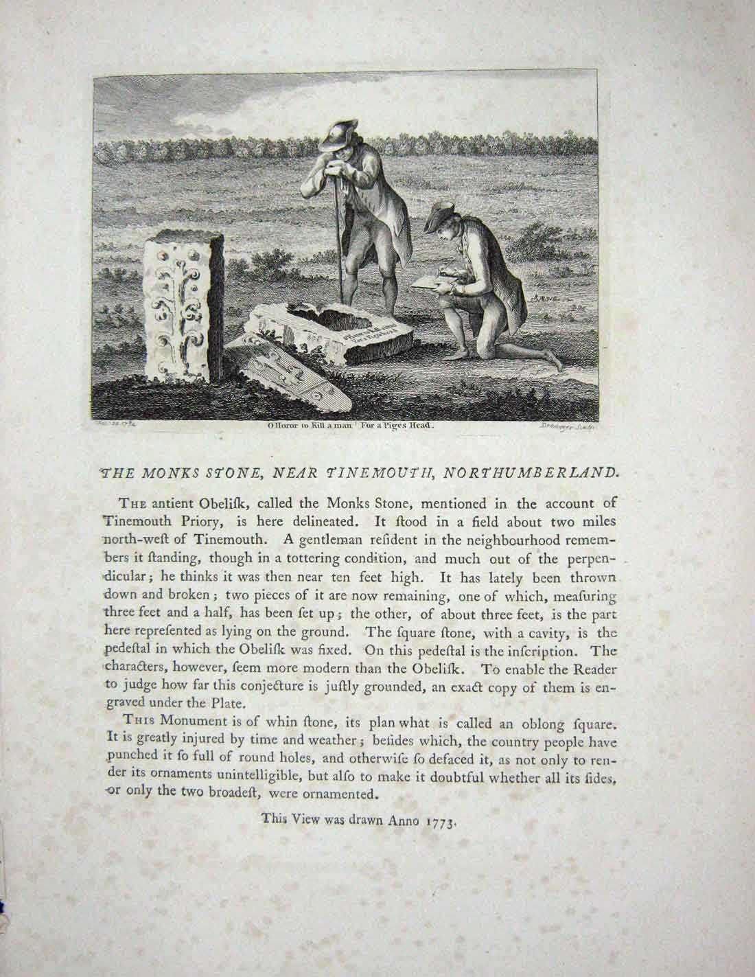 Original Old Antique Print Plan Ludlow Castle Grounds