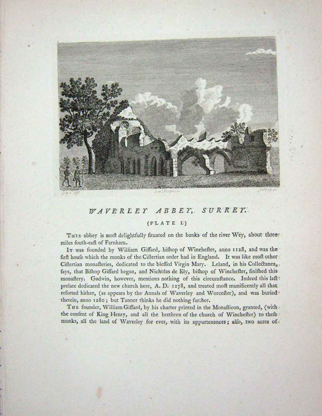 Original Old Antique Print 1773 Warwick Castle Warwickshire England Godfrey